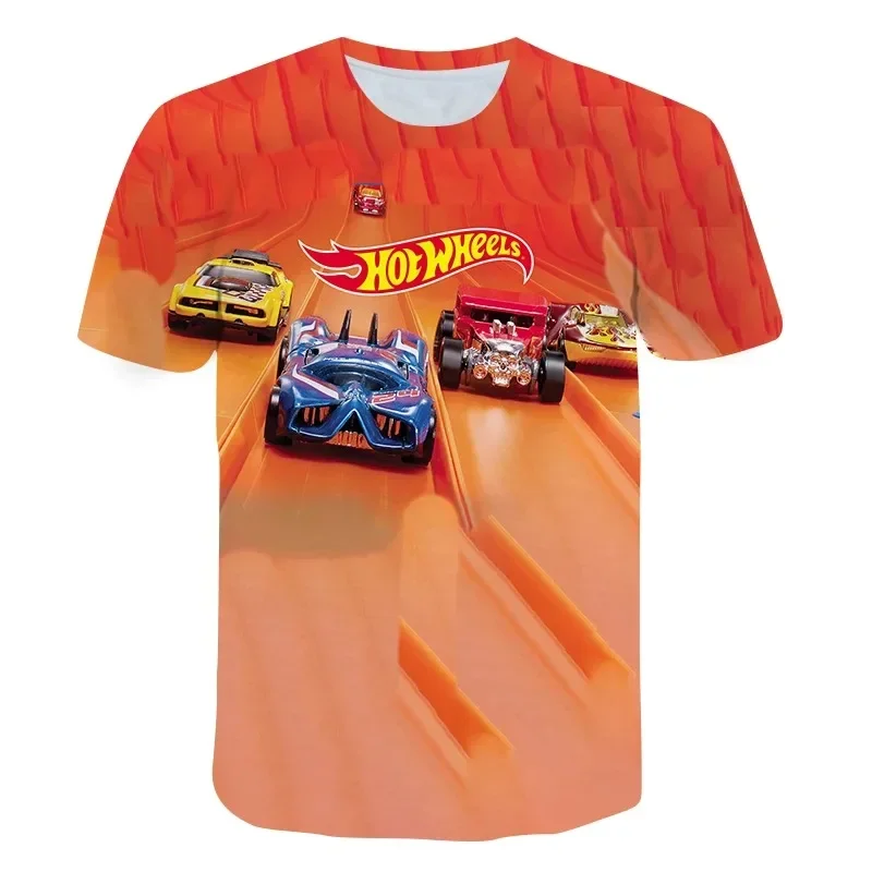 

Лето 2024, детская одежда, Топ Hot Wheels, Детская футболка с 3d принтом, с коротким рукавом, для мальчиков и девочек, свободные топы, уличная одежда, футболки