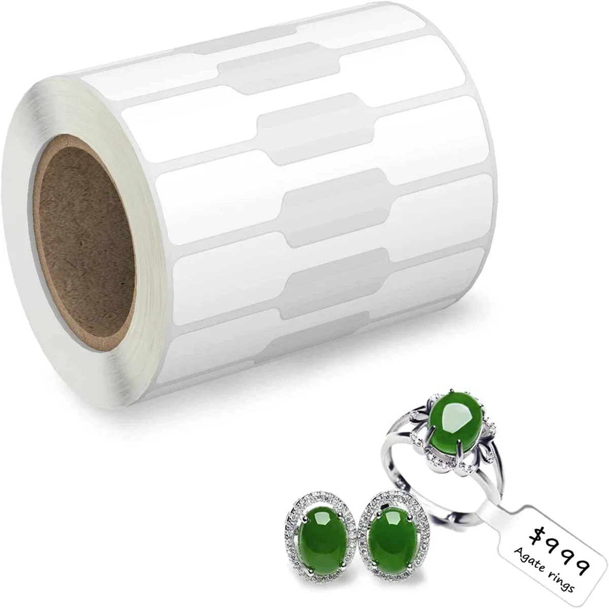 500PCs/Roll Price Stickers Jewelry Price Tags Self Adhesive White Blank Sticker Kraft Paper Ring Necklace Earring Price Label