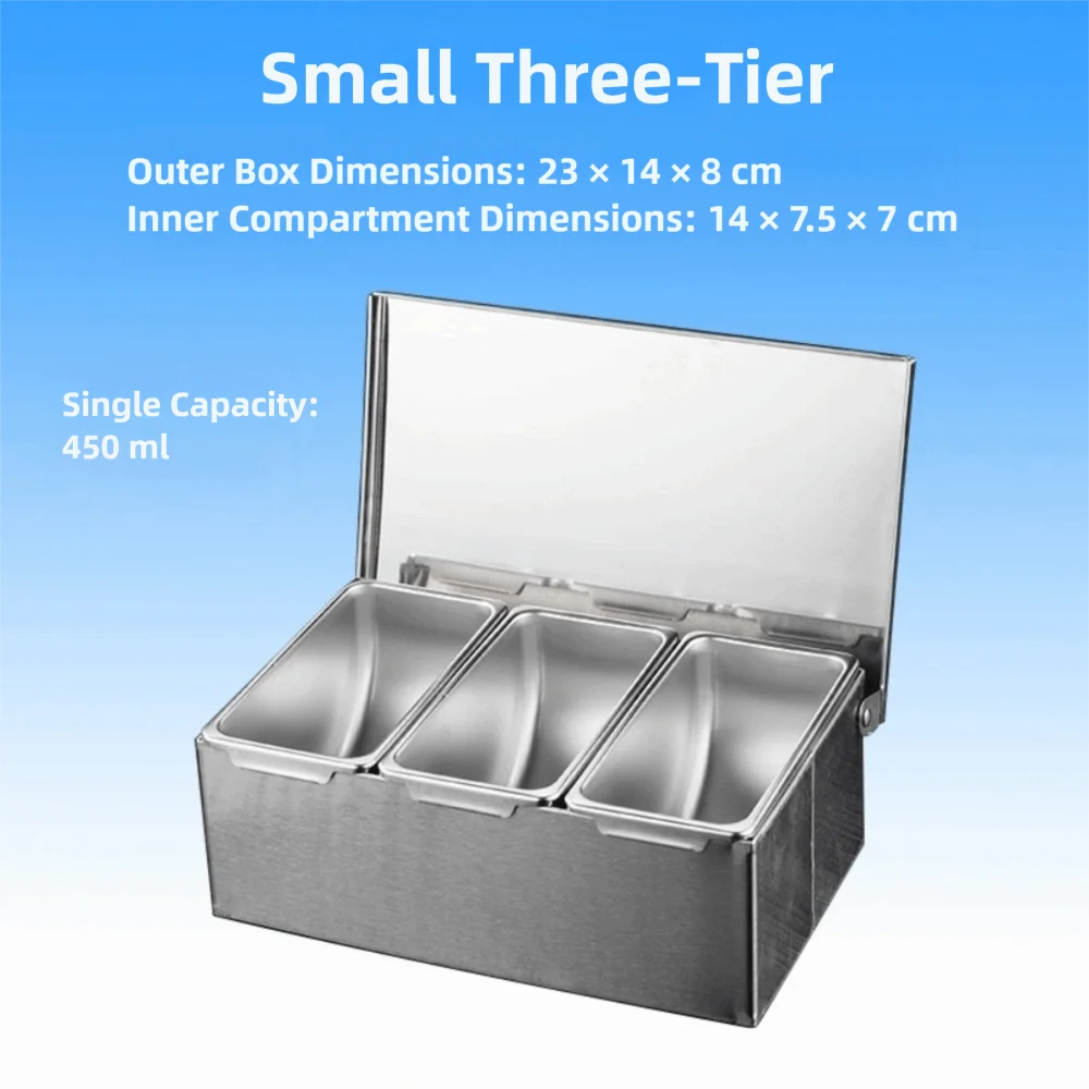 Коробка для приправ из нержавеющей стали с крышкой, 3/4/5/6, кухонная коробка для хранения губ, рыбный соус, легко чистящийся контейнер для приправ