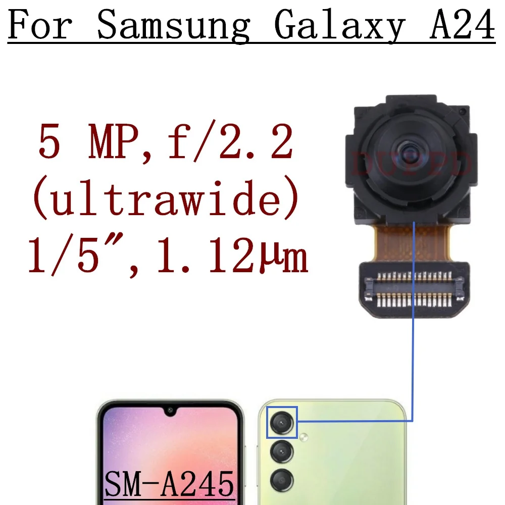 Rear Front Camera For Samsung Galaxy A24 4G A245F A245M Frontal Selfie Wide Macro Backside Back Camera Module Spare