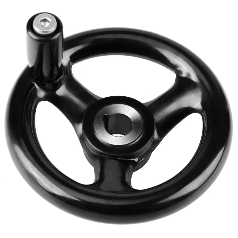12mm Hole Round Hand Wheel Black Color Revolving Handle Metal Hand Wheel 4-inch Diameter Folding Disassemble