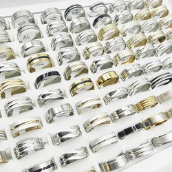 20Pcs/Lot Fashion Multicolor Stripe Stainless Steel Rings For Women Men Jewelry Accessories Party Gifts Mix style