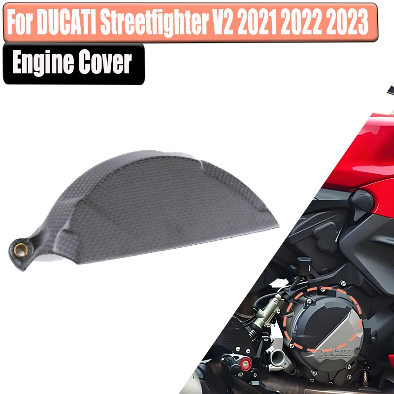 

For DUCATI Streetfighter V2 2021 2022 2023 100% Carbon Fiber Left Engine Cover Motorcycle Accessories Fairing Kits Plain Matte