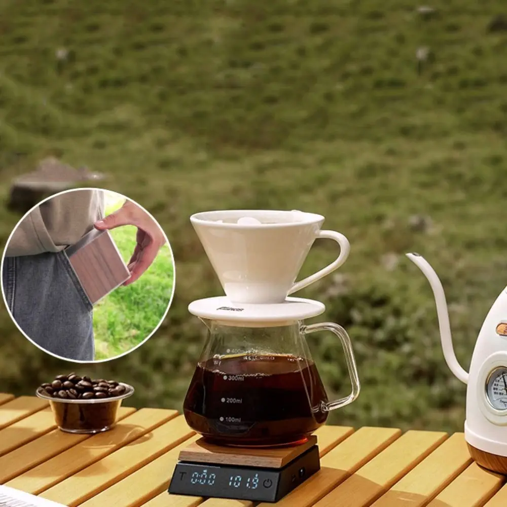 

Walnut Wood Mini Wooden Tea Scale LED Type-c Digital Tea Balance Precision Portable Wooden Tea Balance Delicates Portioning