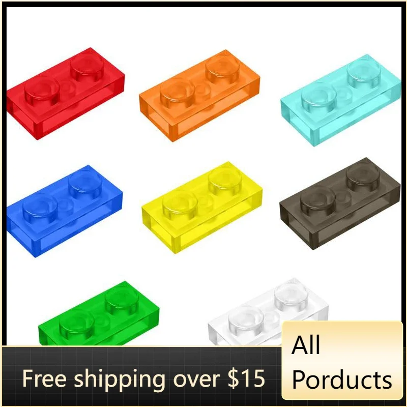 10PCS Assembles Particles 3023 Plate 1x2 Building Blocks Bricks Transparent Color Part DIY Educational Toy For Children Kid Gift