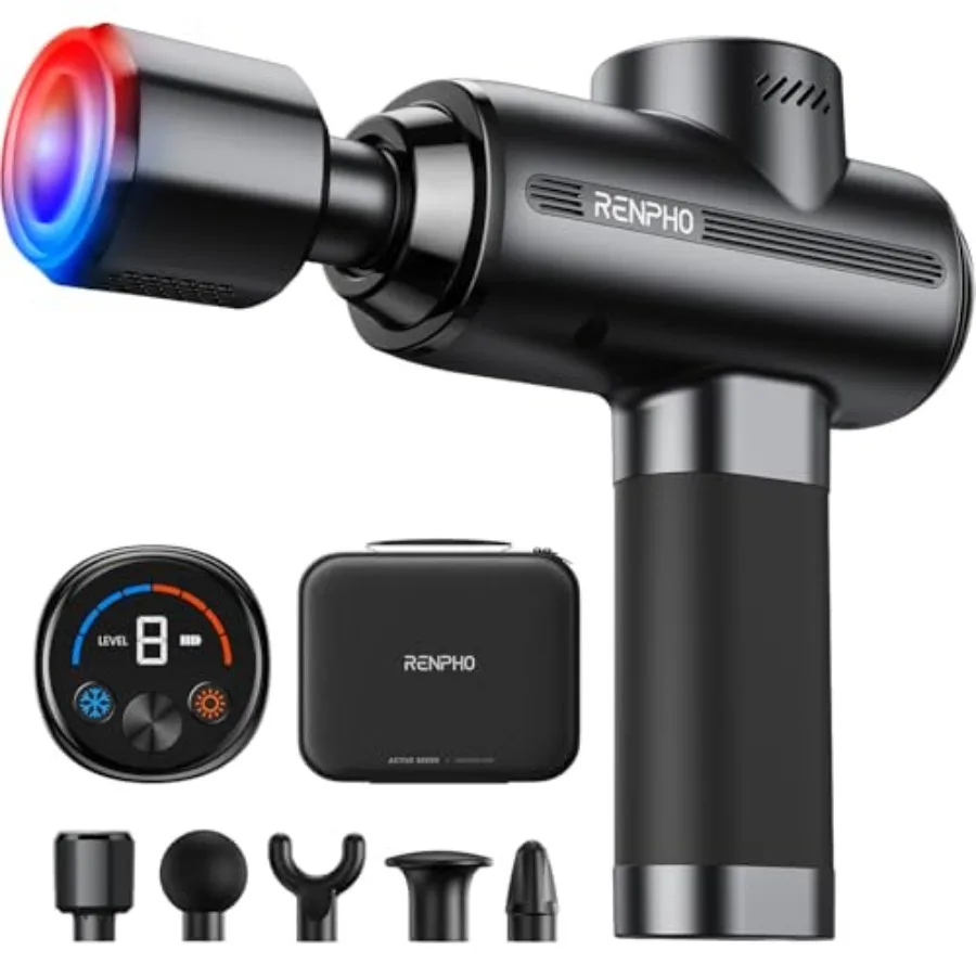 

Массажный пистолет Active Thermacool 2 с функциями нагрева и охлаждения [обновленная модель 2026 года] Перкуссионный ручной массажер для глубоких тканей и шеи, одобренный FSA, M