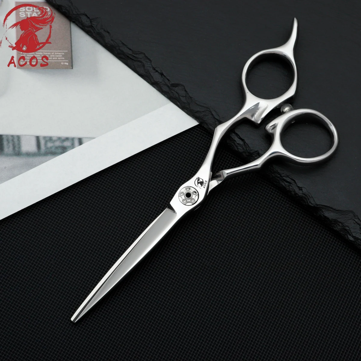 ACOS Professional 5.5 Inch Barber Scissors Multifunctional Reverse Blade 440C Steel Thin Finishing Scissors for Home And Salon