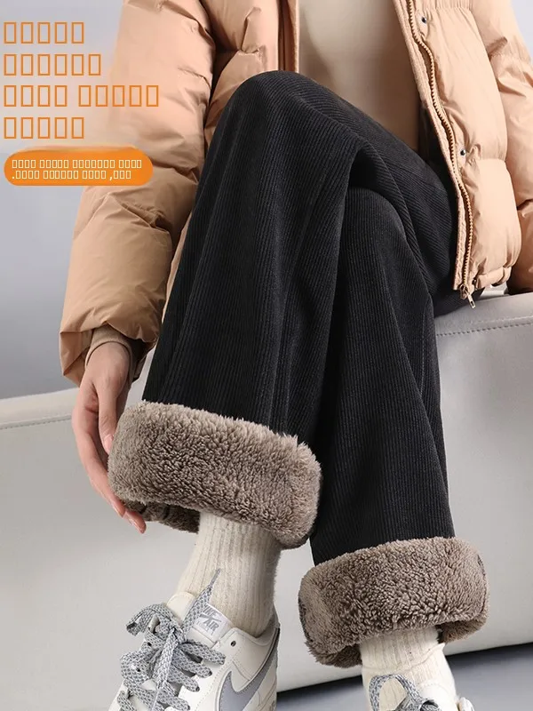 

Брюки прямого кроя с высокой талией и подкладкой, женские, больших размеров, модные, универсальные, на все сезоны