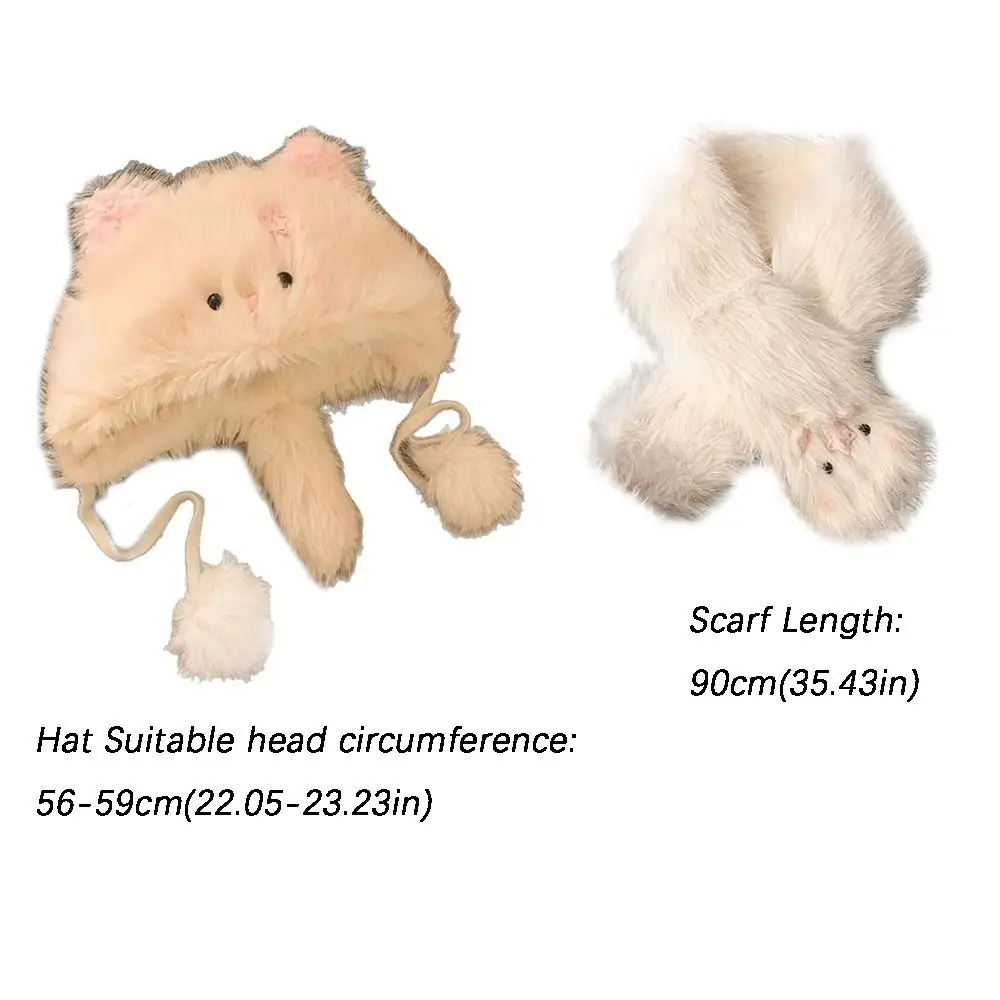 لطيف لينة فو الأرنب الفراء وشاح الكرتون القط يندبروف وشاح سميكة رقيق المتكاملة قبعة وشاح الفتيات هدية #6