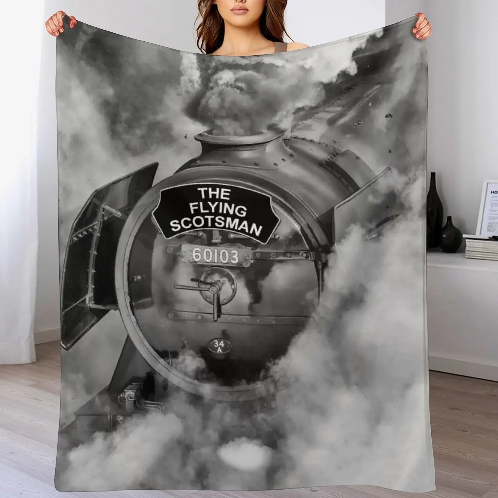 

The Flying Scotsman 60103, in a cloud of steam and smoke Throw Blanket Plush Fuzzy Cozy Blanket for Couch Sofa