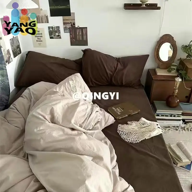 Ins Dream Butterfly Bedding Set Twin Queen Full Size Duvet Cover Set Bed Flat Sheet Pillowcase Kids Adult Solid Color Bed Linen