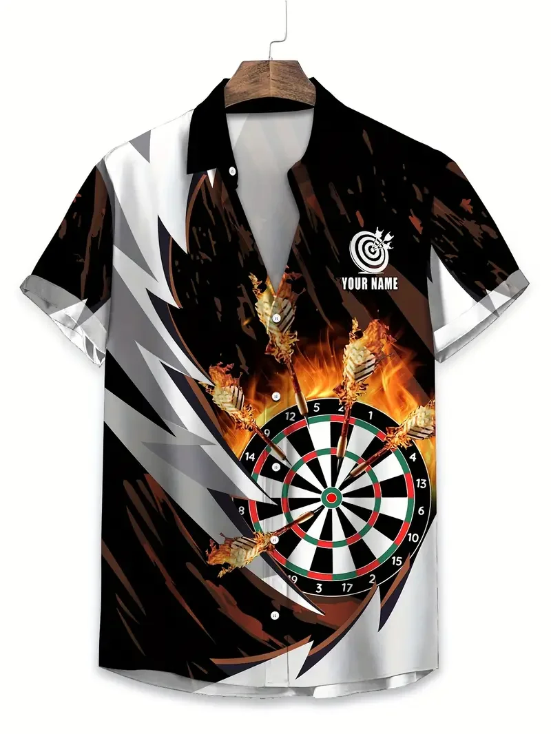 

3D Darts Printed Hawaii Shirts For Men Fashion Custom Name Team Name Jersey Short Sleeve Dart Polo Shirt 2025 Lapel Button Tees