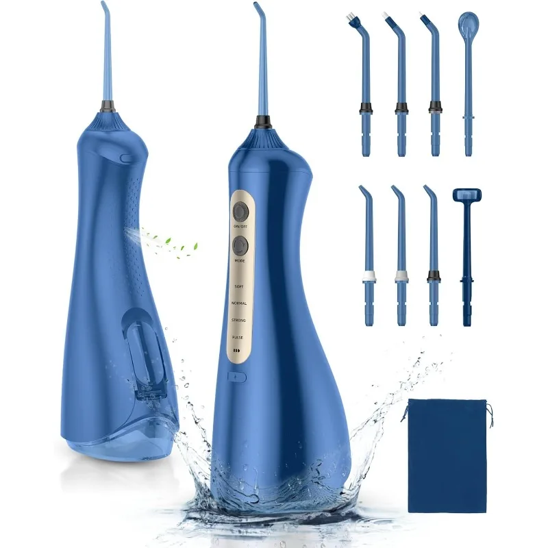 Water Flosser - Unique U-Shaped Tip for All-Round Cleaning, 8 Replacement Tips, 4 Modes Rechargeable Water Dental flosser