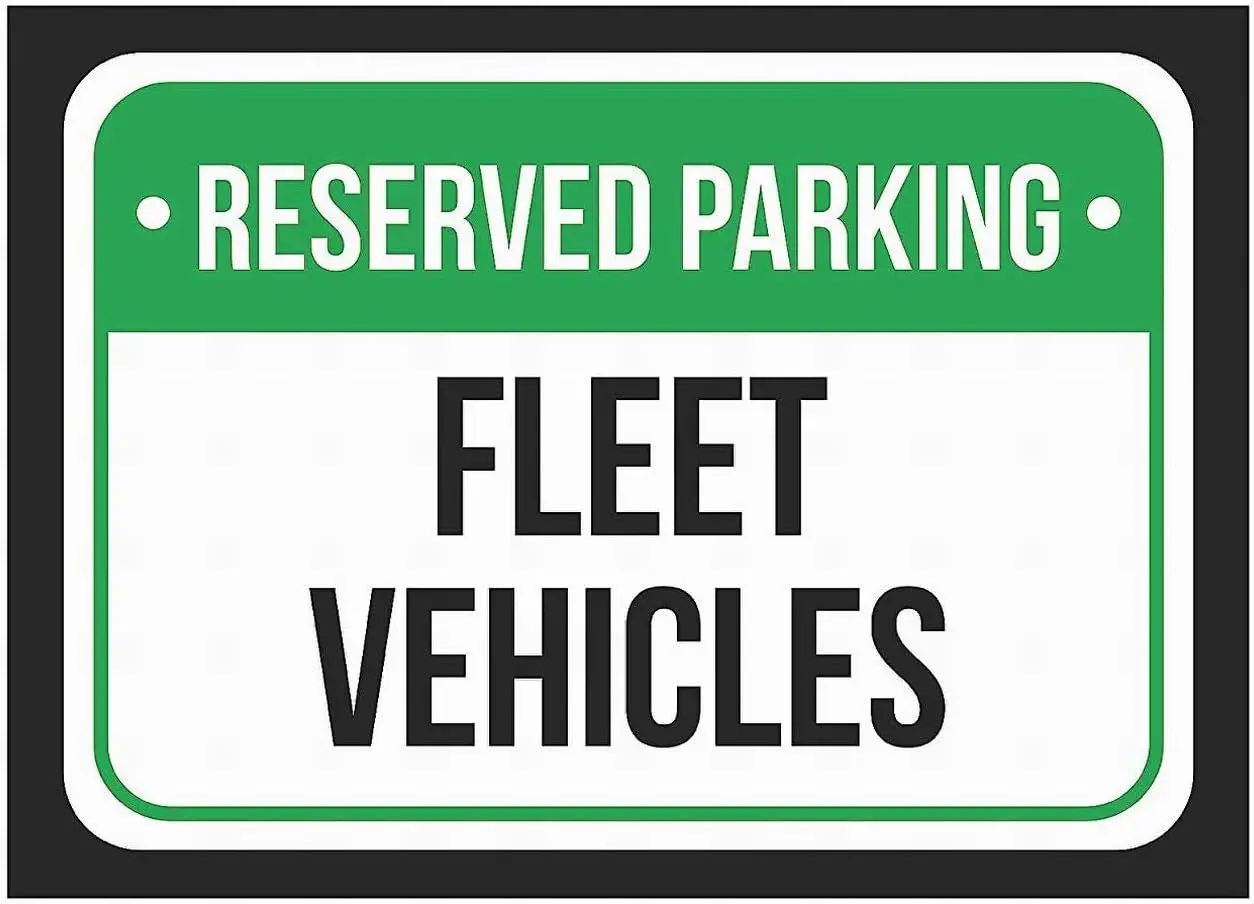 Reserved Parking Fleet Vehicles Print Green, White and Black Notice Metal Sign  Tin Decor by PaBoe-aluminum