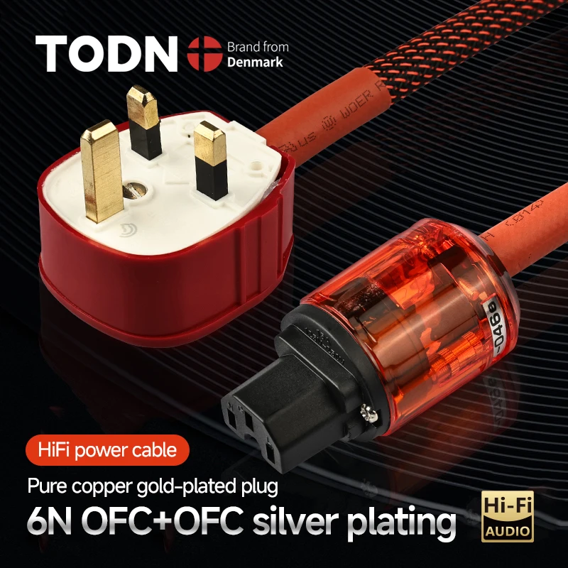 TODN الراقية سلسلة XLO المملكة المتحدة القياسية PL1500 Hifi كابل الطاقة 6N OFC موصل مطلي بالفضة مع مرشح مكبر الصوت التلفزيون