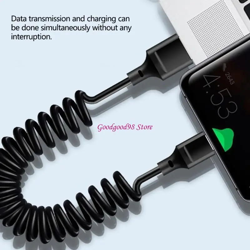Fast speed 6A Chargers Cord 120W Spring Coil Technology Two USB C Connectors
