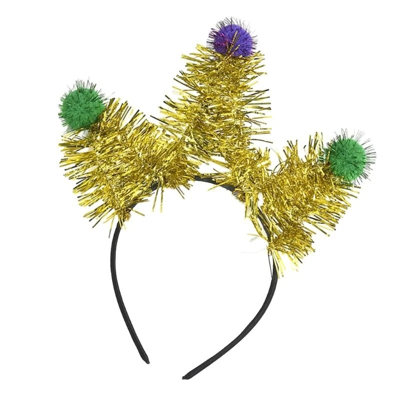DXAA Shimmering Carnivials Party Party Accessories Pompoms Beadband for Mardi Gras Festival Party Props Hairband Holiday Props