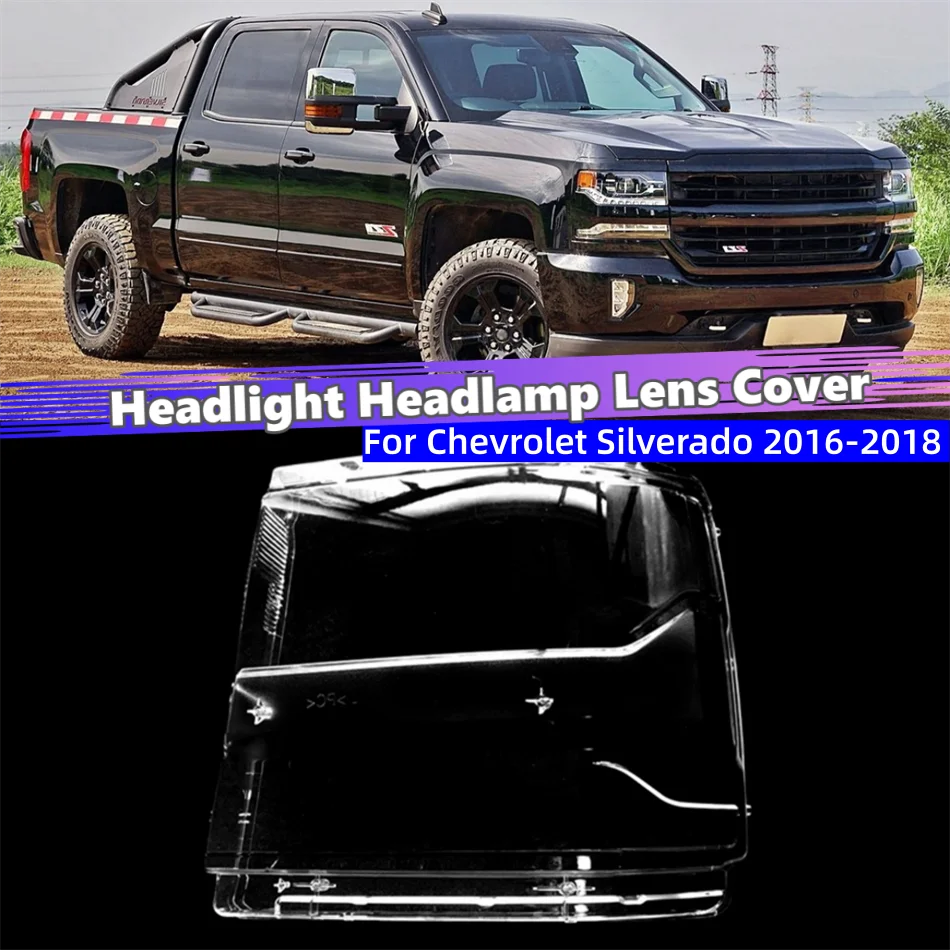 

For Chevrolet Silverado 2016 2017 2018 Accessories Car Auto Shell Cover Glass Cover Car Front Headlight Lens Cover Lights Shell