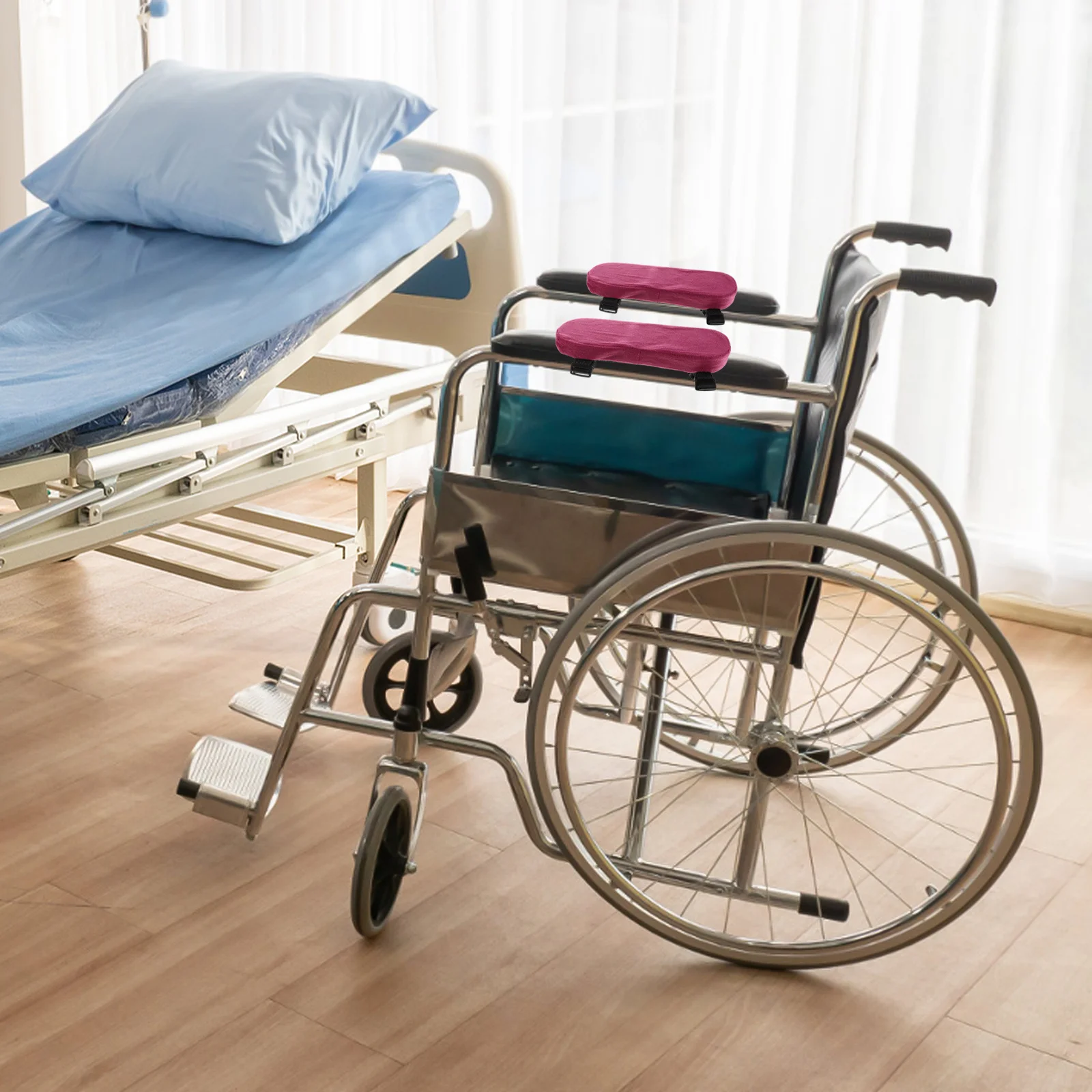 

1 Pair Thick Memory Foam Wheelchair Arm Rest Cushions Purple Padded Covers For Winter Warmth Comfort Support Manual Electric