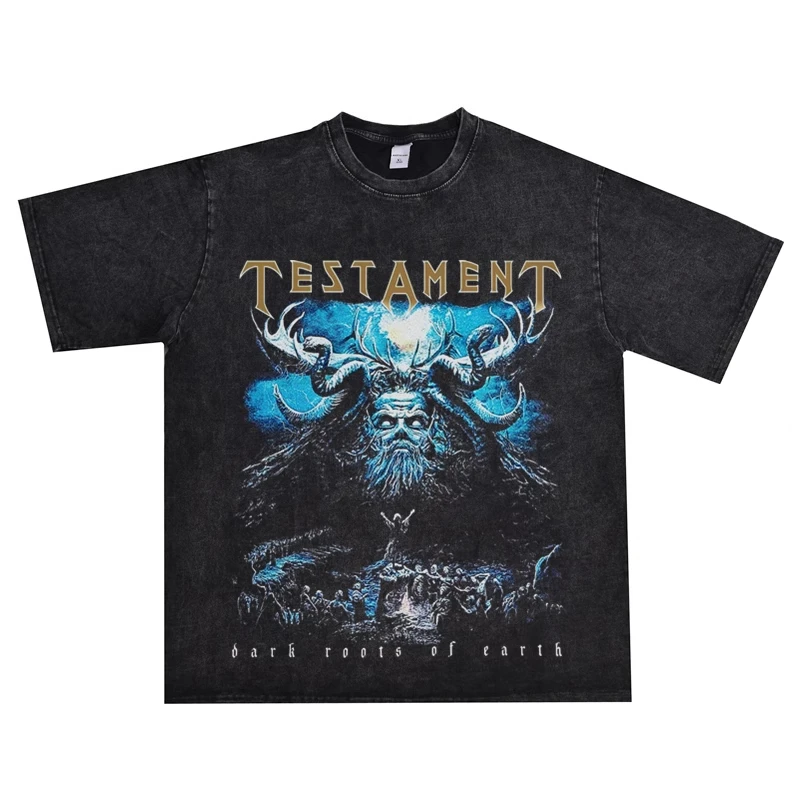 Europe and The United States Thrash Hard Rock Speed Metal TESTAMENT Book of Covenant Band Washed To Make Old T-shirts Short