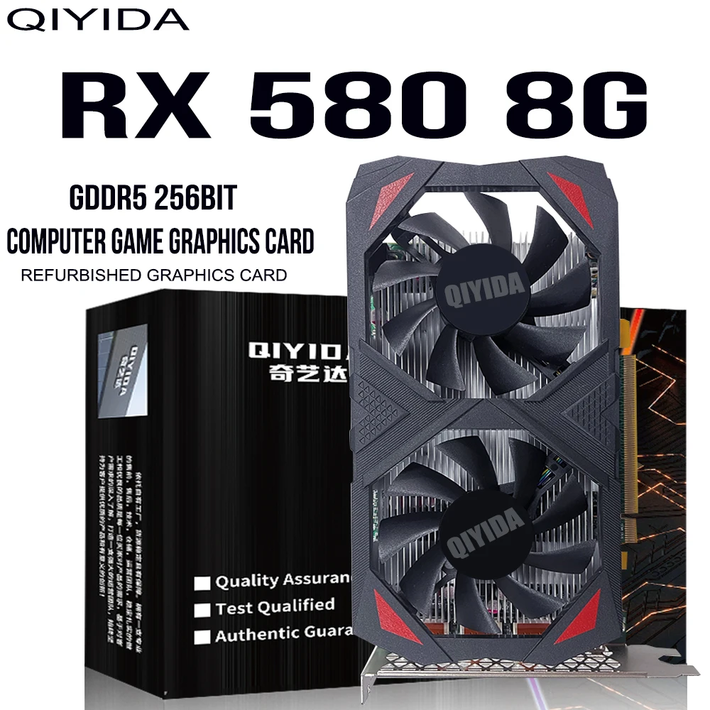 Qiyida AMD RX580 8GB GPU: Een Gedetailleerde Beoordeling voor Gaming en Crypto-Mining