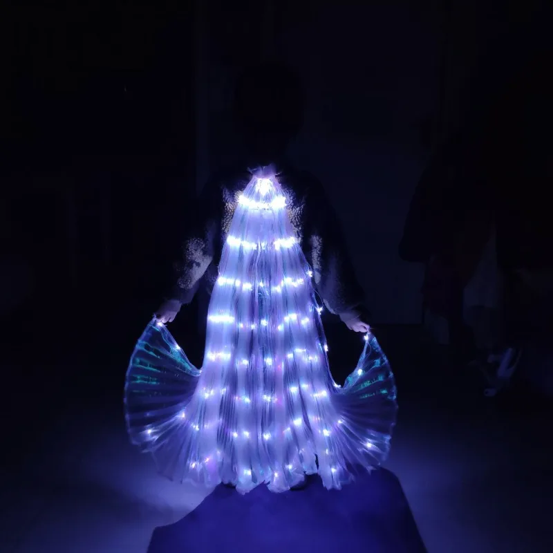LED Wings Circus Luminous Light Belly Dance Kids Child Butterfly Isis Wing Belly Dance Party Halloween Tron Led Cape Show