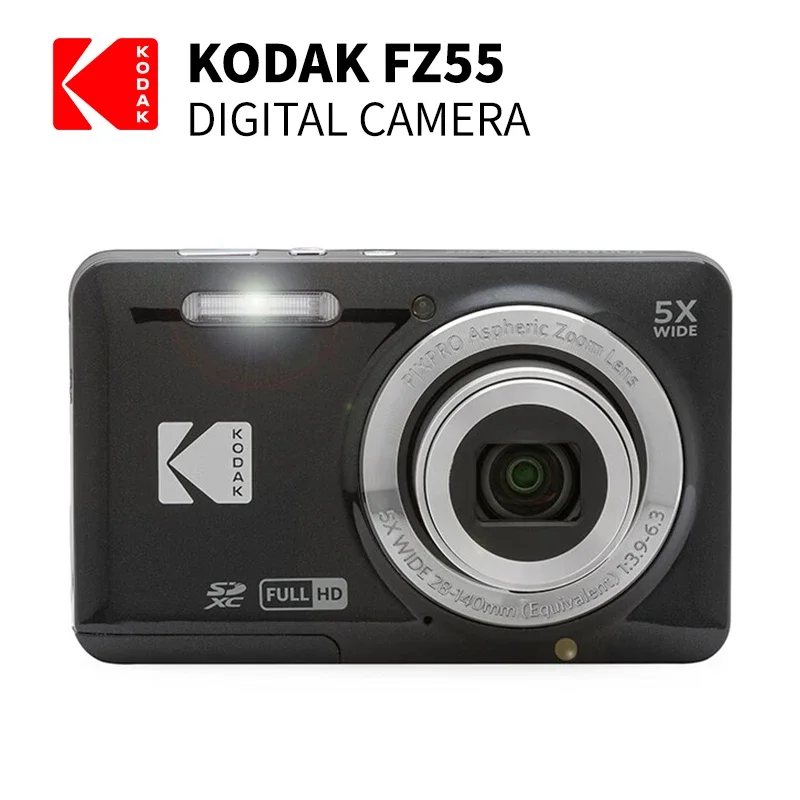 KODAK PIXPRO FZ55-RD 16MP Digitális camer 5X Optikai Búgás 28mm Nagy kiterjedésű szögben 1080P Hiánytalan Merevlemez videó 2.7