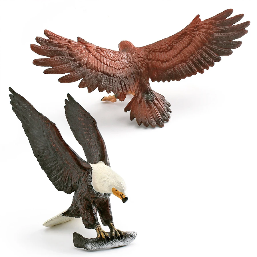 Realistic Wildlife Animal Birds of Prey Vulture Golden Eagle Bald Eagle Secretary Bird Models Figures Educational Collection Toy