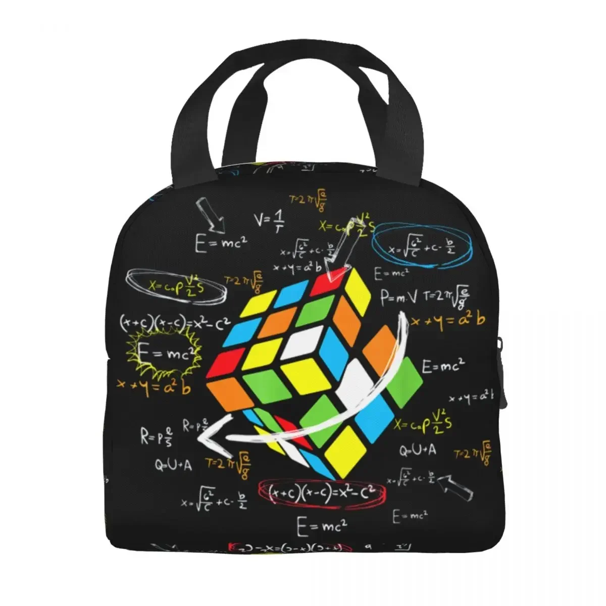 Math Rubik Rubix Rubiks Player Cube Math Lovers Portable Lunch Box Women Multifunction Cooler Thermal Food Insulated Lunch Bag