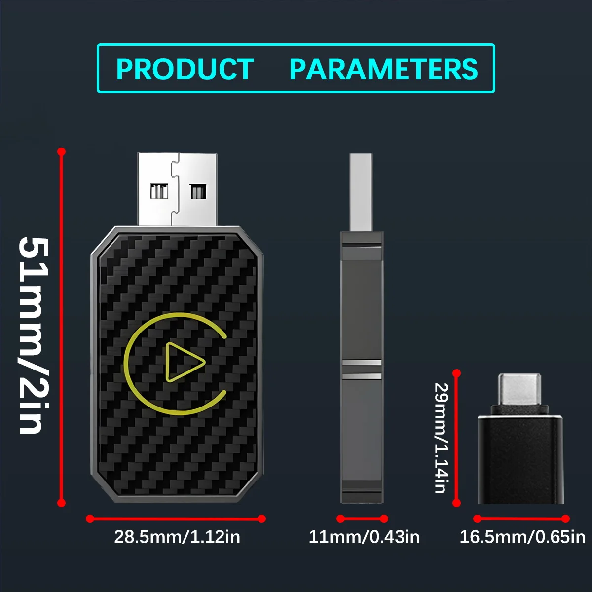 2-in-1 Wireless Adapter for Smartphone Auto Convert Wired to Wireless Car Play Adapter