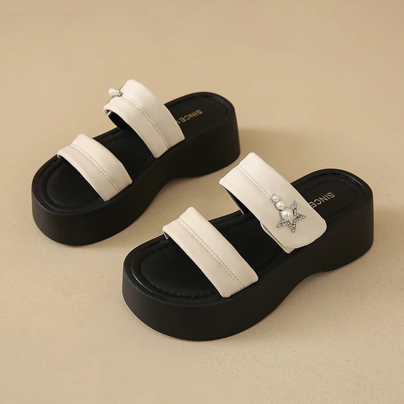 

Women's 6CM Platform Breathable Slippers Non-Slip Lightweight Soft Lining Trendy Indoor Outdoor Comfortable Sandals