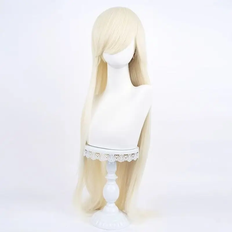 80cmUniversal طويل مستقيم الشعر المستعار تصفيف الشعر الأبيض فراق ثابت شبه اليدوية كامل الرأس