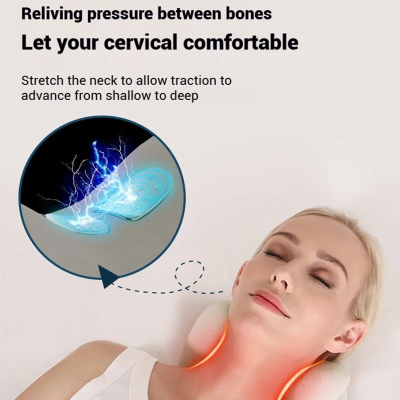 Cervical massage pillow correction traction hot compress help sleep EMS massage shoulder and neck comfort pillow