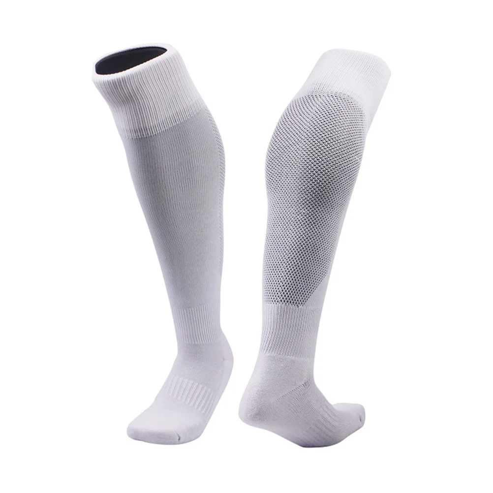 Weiße Sportsocken mit langem Schlauch für Herren, leistungsstarke Fußballsocken, feuchtigkeitsregulierende Fußballstrümpfe für Freizeit