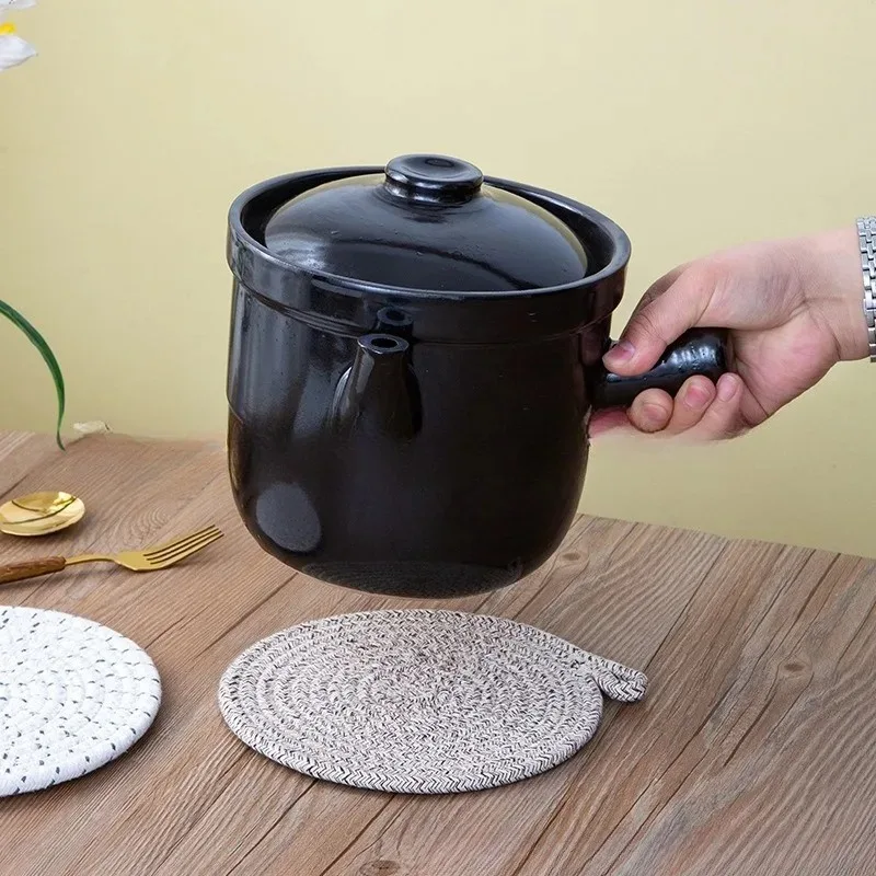 Novas porta-copos resistentes ao calor, pote feito de algodão, porta-copos redondos de 20 cm, tapete redondo para cozinha, tigela, panelas, conjunto de 4