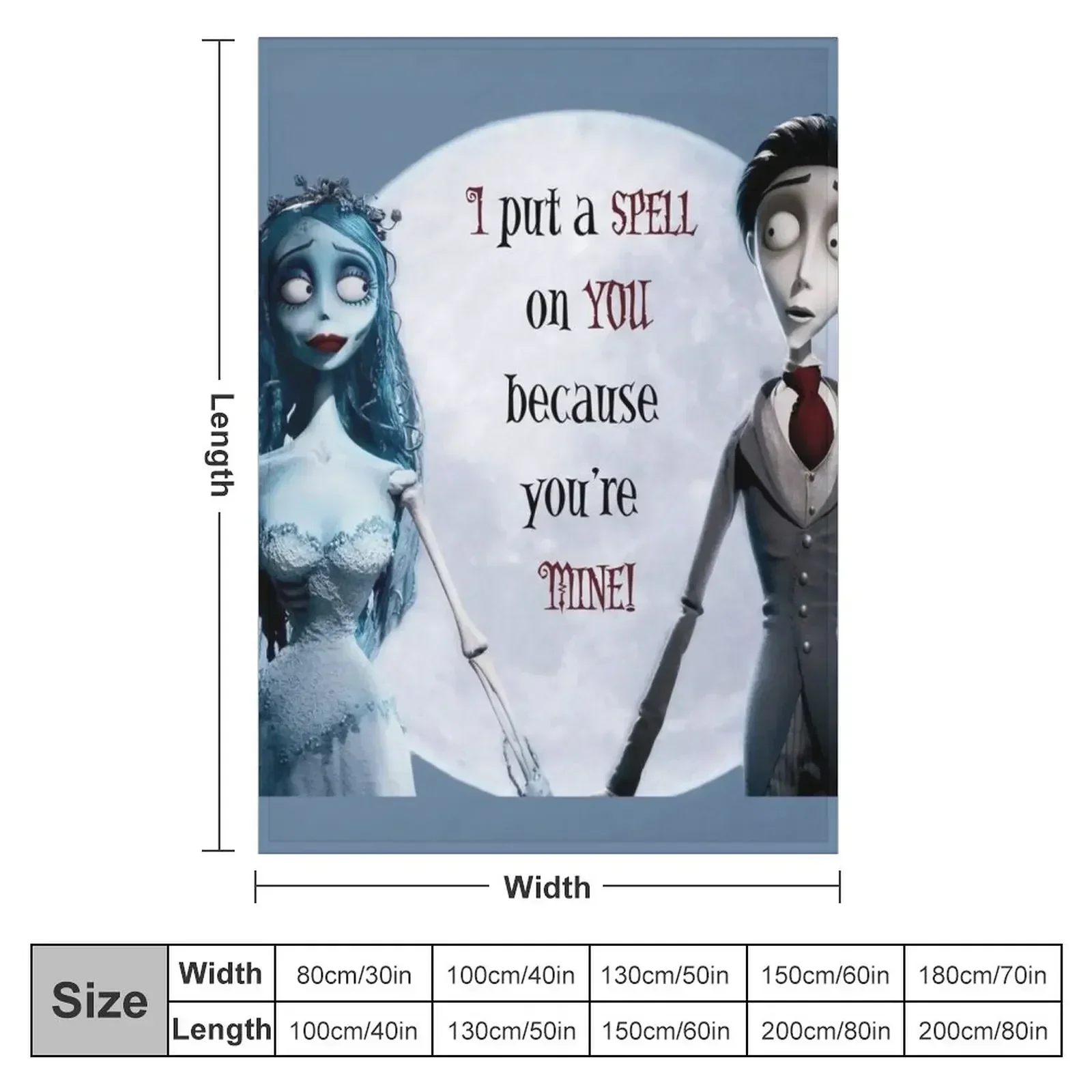 Halloween Love Couple Corpse Bride Throw Blanket couch cozy soft plush fuzzy picnic outdoor blanket