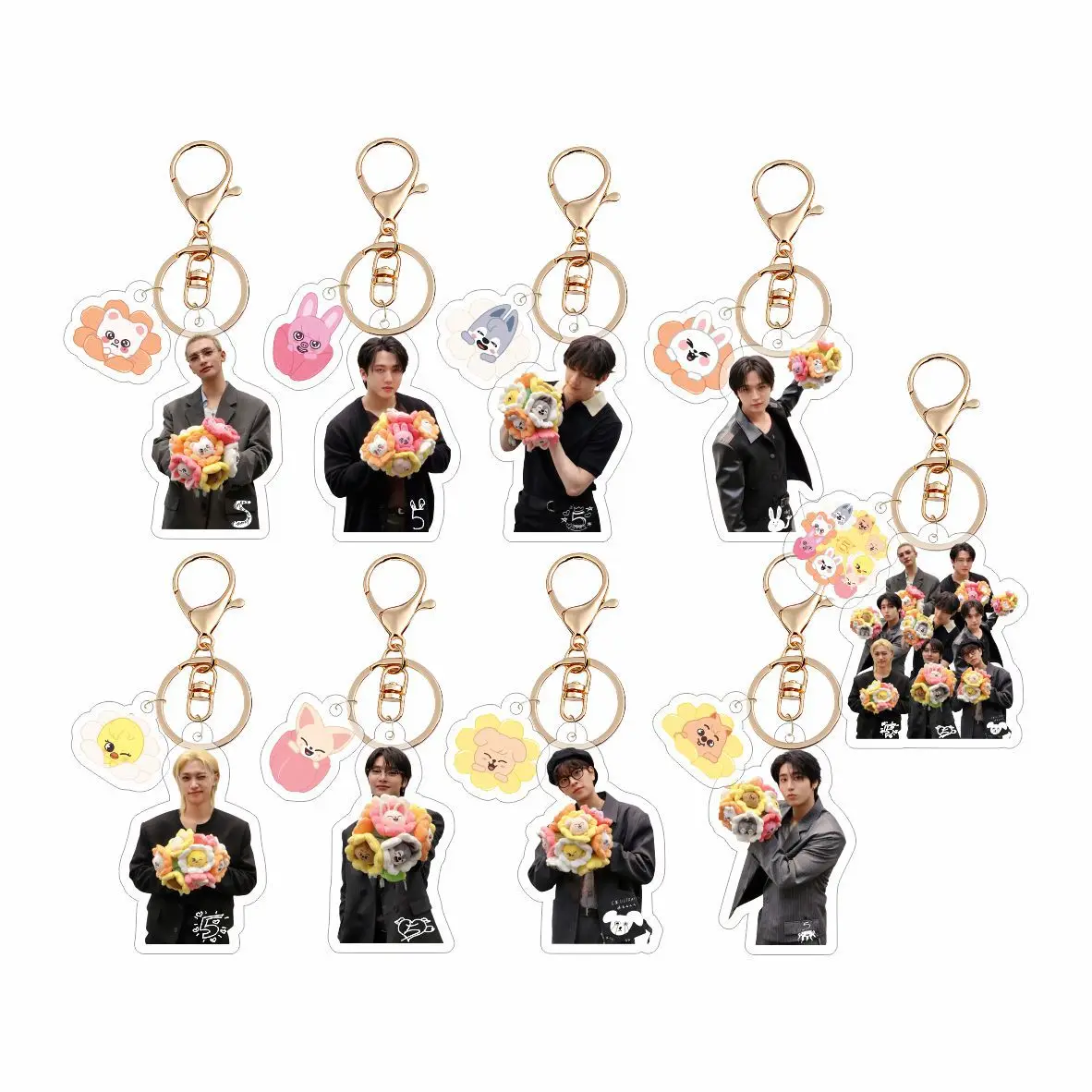 SKZOO الكرتون الاكريليك إطار بطاقة المفاتيح Straykids المفاتيح أصدقاء بنين بنات/أطفال هدية حقيبة سلسلة مفاتيح #2