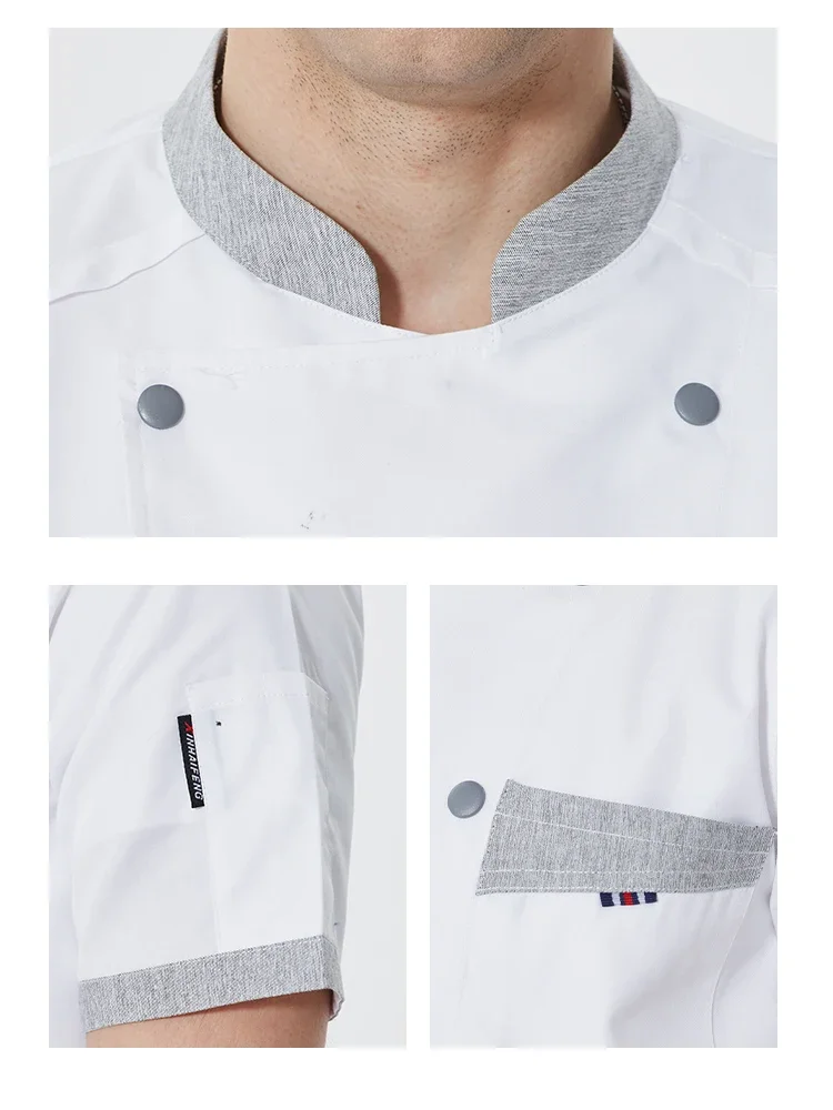 Униформа шеф-повара, топы для ресторанов и отелей, кухонная рубашка, куртка для готовки, рабочая одежда для пекарни и официанта, Мужская Рабочая одежда для столовой