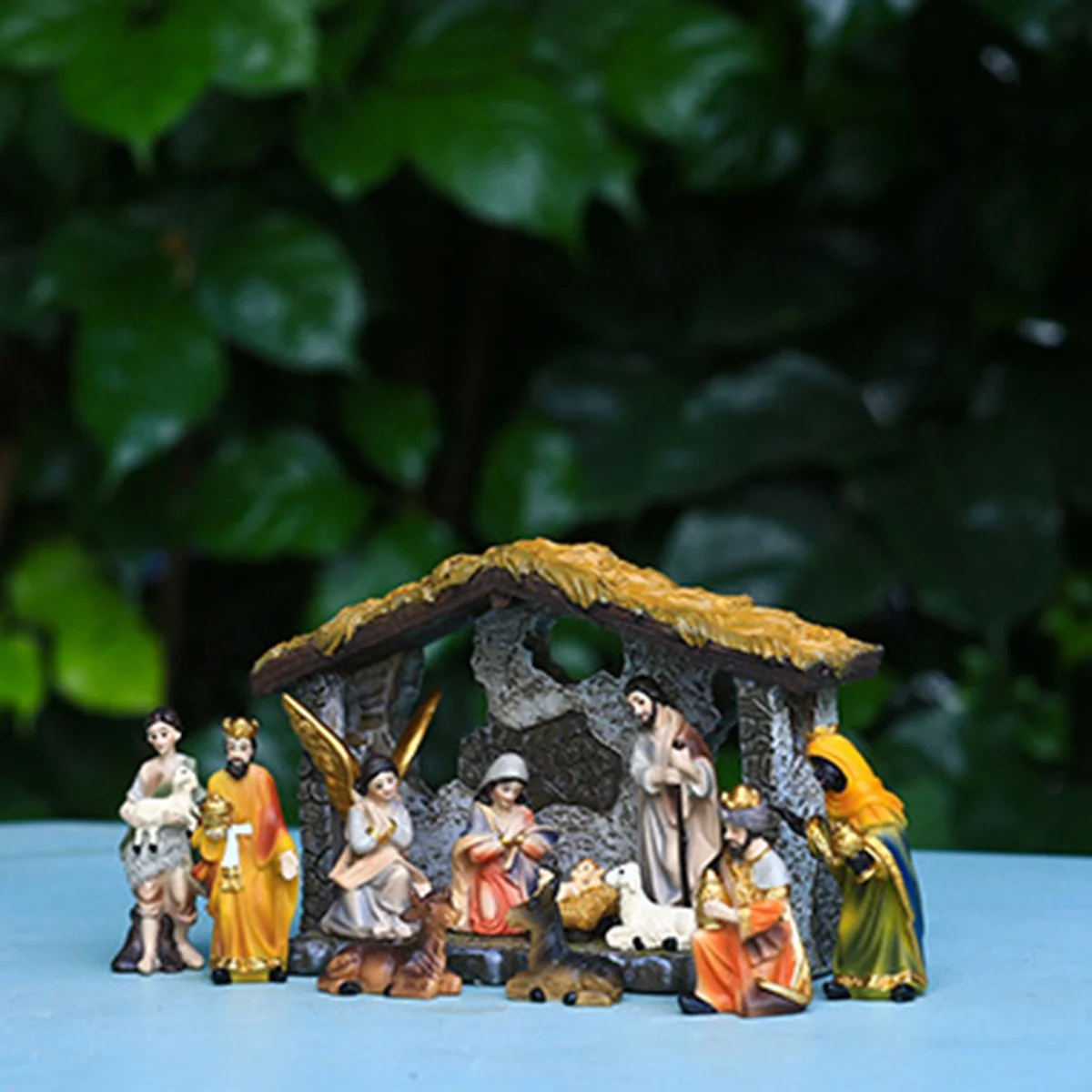 Christmas Nativity Manger Group Scene Decoration Gift Box Resin Crafts