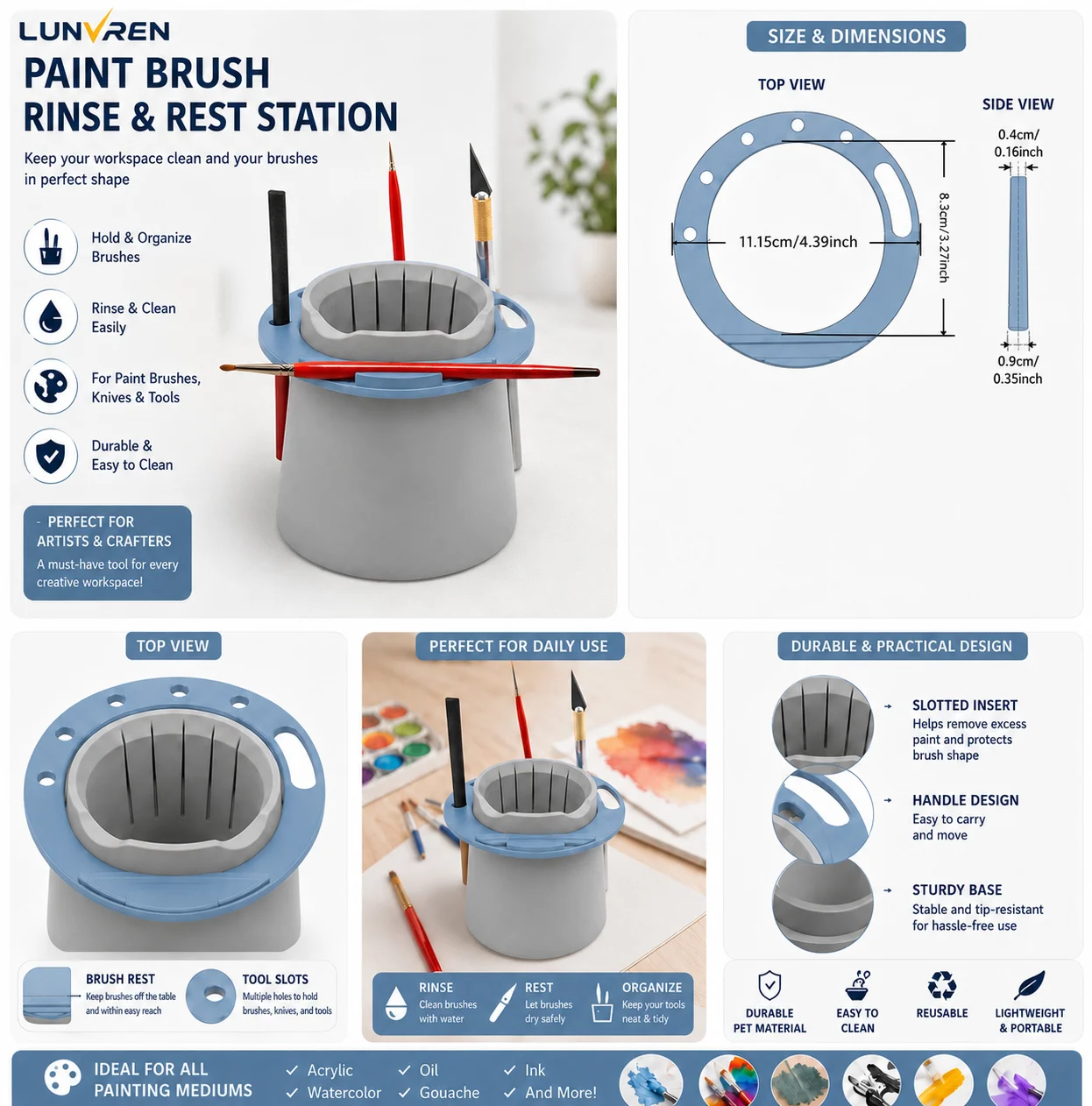 Compatible with Citadel Water Pot Brush Holder Ring for Miniature Model Painting Brush Rest Accessory