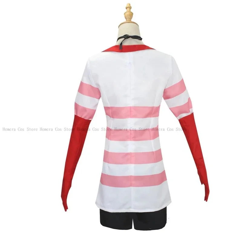 

qq681Anime Hazbin Angel Dust Hotel Costume Wig Uniform Cosplay Charlie Sexy Dress Suit Stripes Unisex Halloween Party Co