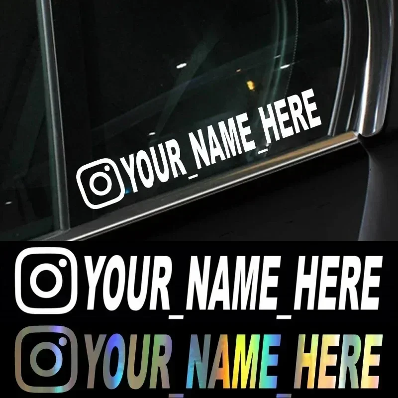 Pegatina de coche con nombre de texto personalizado para Instagram, Facebook, Twitter, YouTube, TK, VK, vinilo, ventana, puerta, motocicleta, bicicleta
