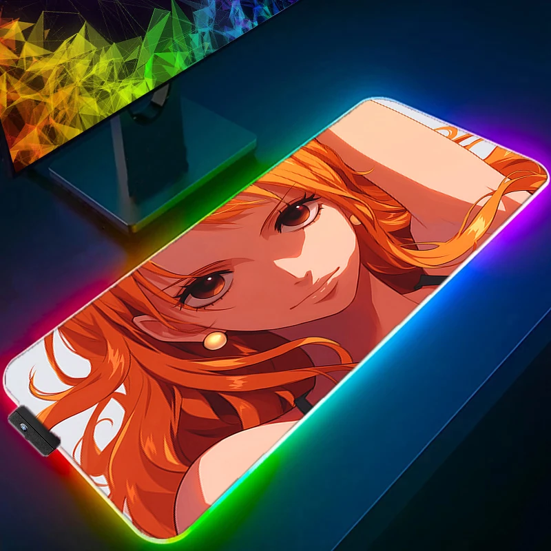 

RGB LED Mouse Pad Office Desk Mat Rubber Computer Gamer Mousepad Keyboard Pad PC Accessories Mouse Mat One Piece Nami Tablet Pad