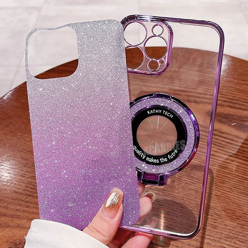 Note11s Casing Rantai Penyangga Lapis Glitter untuk Xiaomi Redmi Note 11 Pro Plus 4G 5G 11S Penutup Dudukan Silikon Tali Penyandang Note11pro