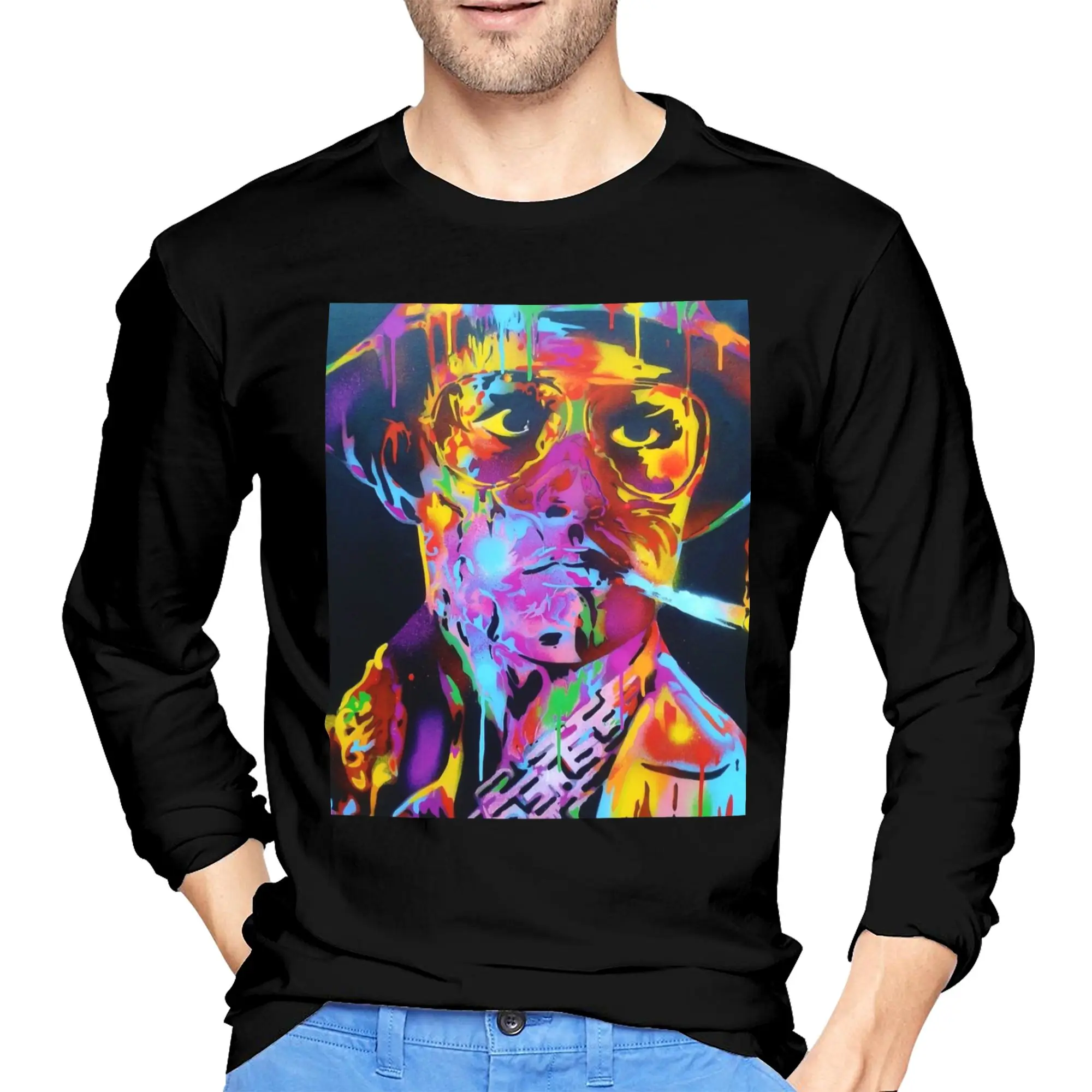 

Fear and Loathing in Las Vegas Art Men's Long Sleeved T-shirt Casual Round Neck T shirts Spring and Autumn Men tops