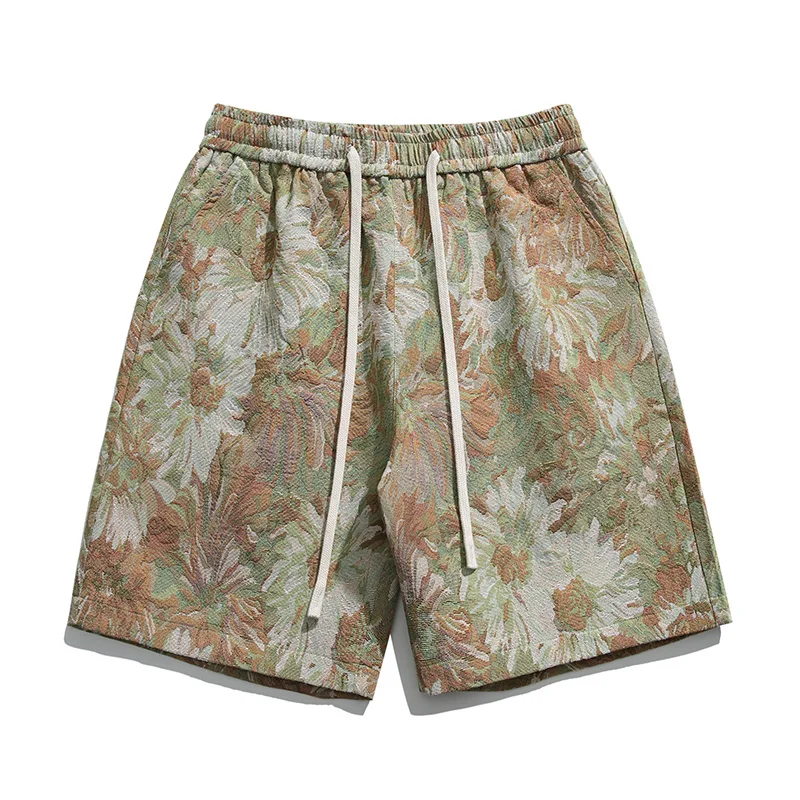 Neue Sommer Herren Stil mittlere Taille lose elastische Krawatte Blumen drucken Freizeit hose klassische Mode Pendler All-Match-Shorts