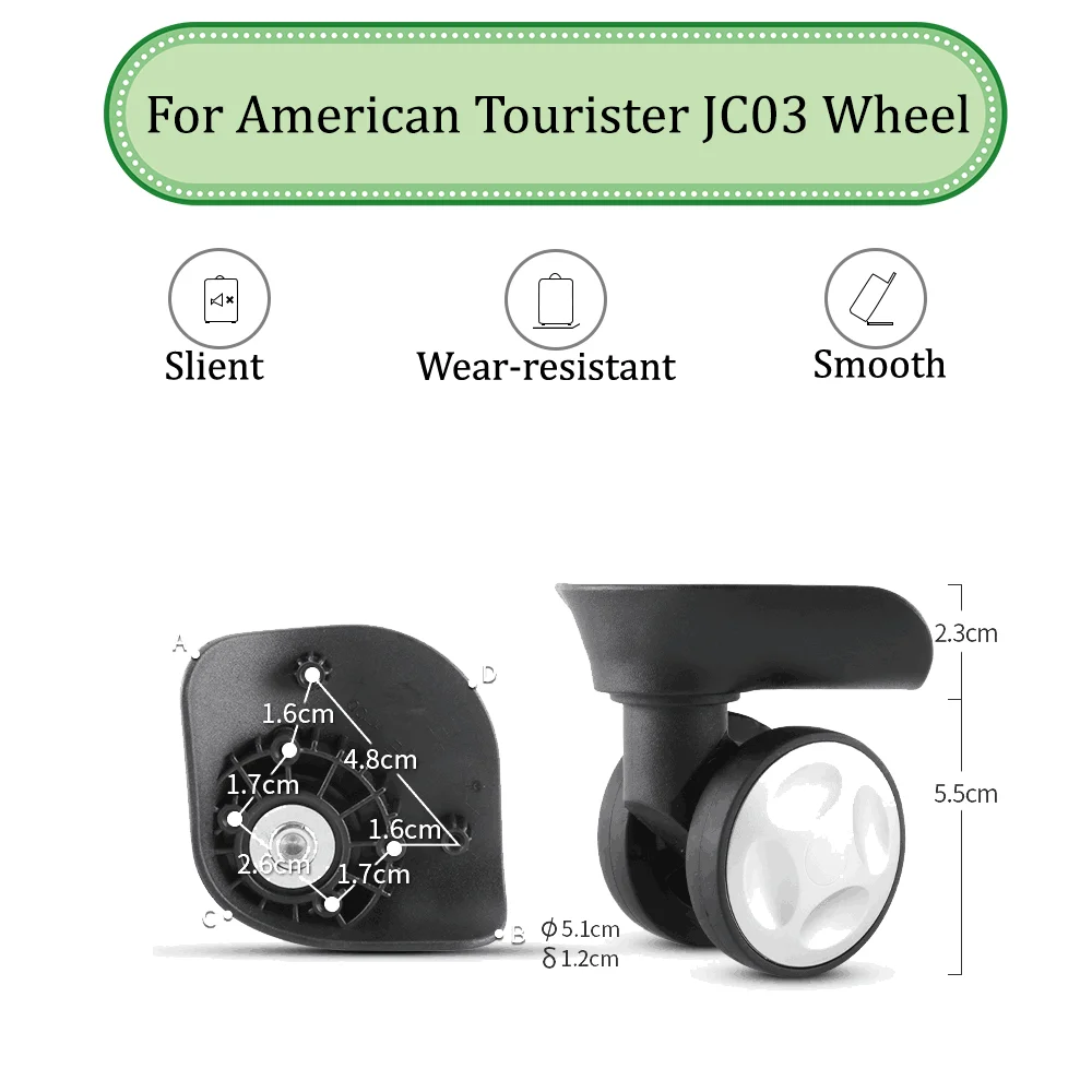 For American Tourister JC03 Universal Wheel Replacement Suitcase Silent Smooth Shock Absorbing Durable Wheel Accessories Wheels