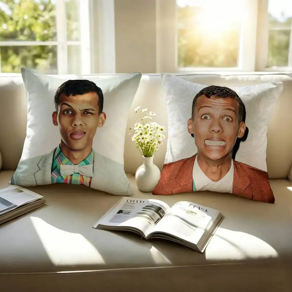 Pop Singer Stromae Square Double-Sided printed Pillow Case Bedroom Bedside Pillow Sofa Cushion Cover