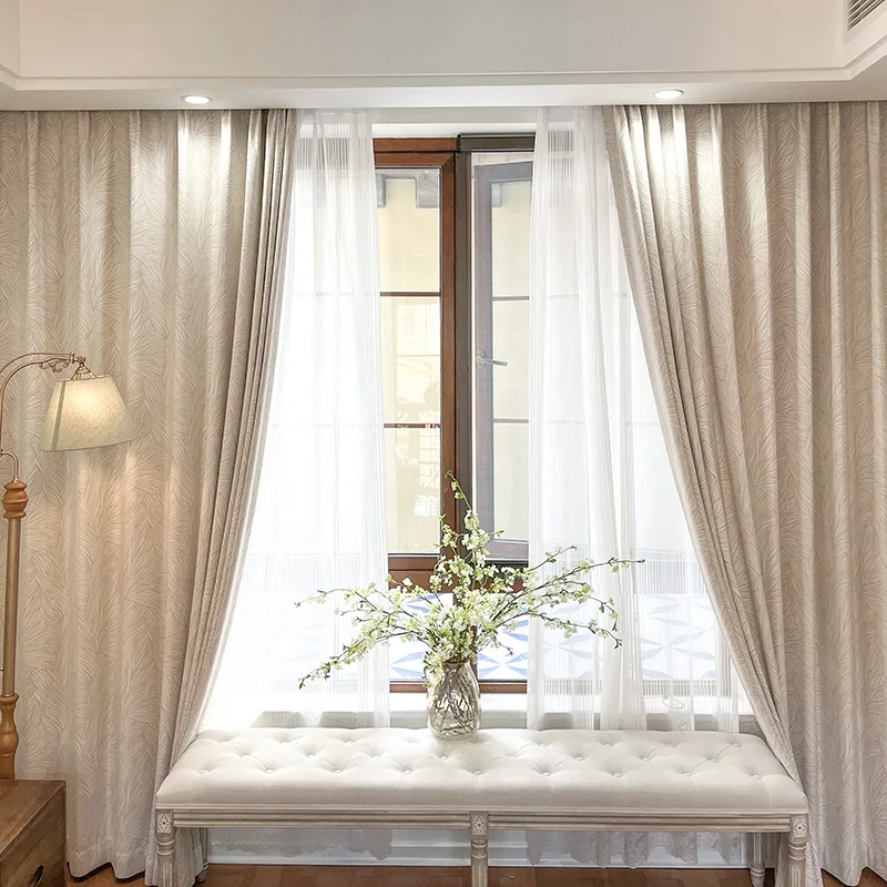 Spersonalizowane nowoczesne, proste, dwustronne zasłony żakardowe zasłony z szenili z wysokiej jakości linią liściową do sypialni w jadalni