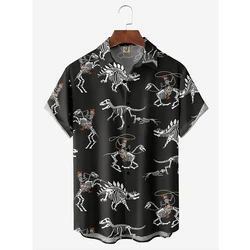 Mens Designer Clothes 3D Print Shirts Oversized Summer 2024 Travel Hawaii Beach Hawaiian Harajuku Dinosaur Camisa Masculino 4XL